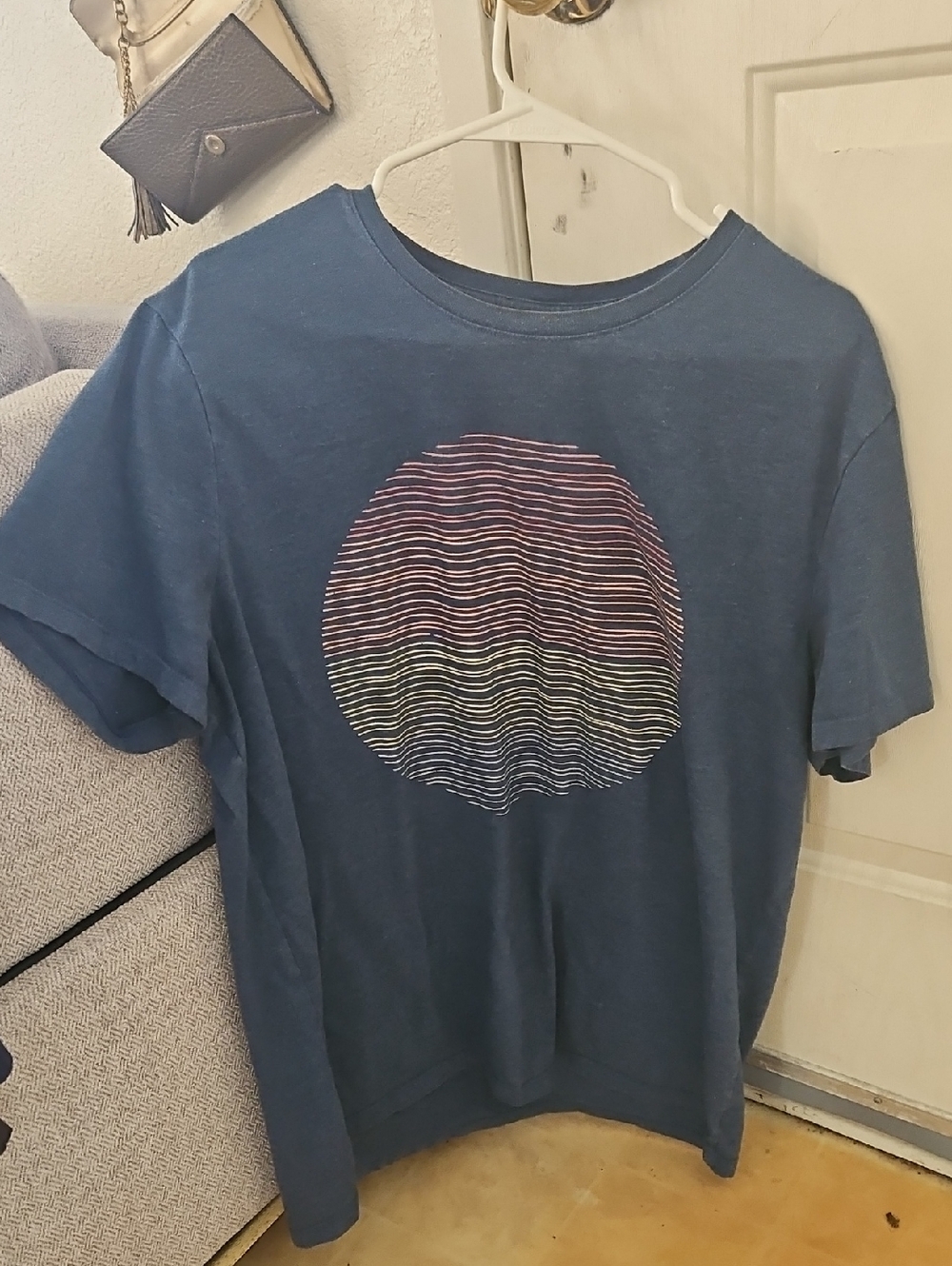 Mens Goodfellow & Co Navy Short-Sleeve Tee with Striped Circle Graphic XL